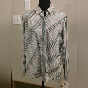 NWT Woolrich Striped Plaid Button-Up Shirt